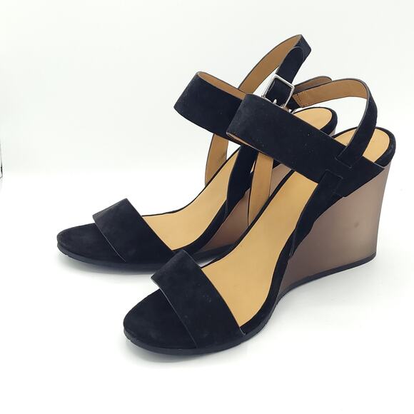 Marc By Marc Jacobs Open Toe Black Wedge Sandals Women size 8.5 - Picture 4 of 9